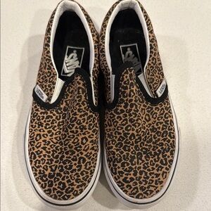 Vans Kids Leopard Print Slip-On Sneakers Worn Once Kids Shoes Size 1
